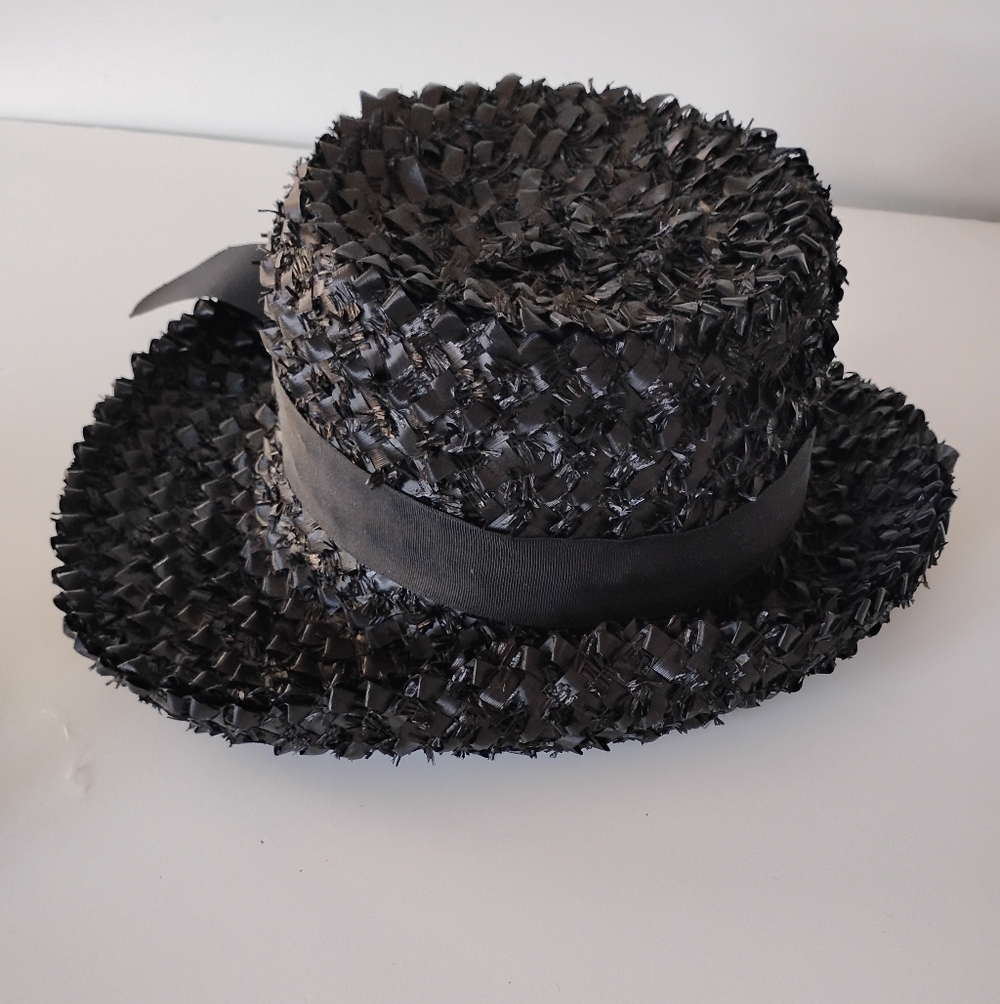 Bundle Of 2 Vintage 1950s Hats Black Woven Straw Classic Feminine I Love Lucy - Picture 11 of 11